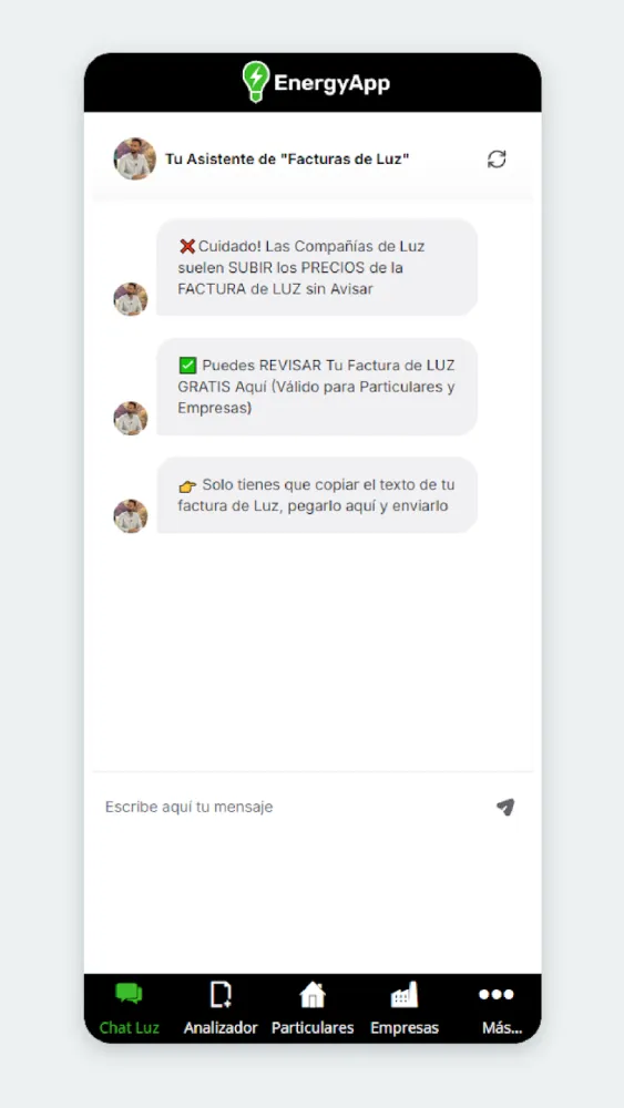 Captura de la aplicación EnergyApp