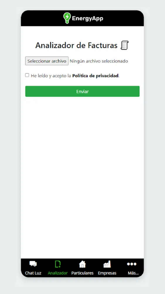 Captura de la aplicación EnergyApp