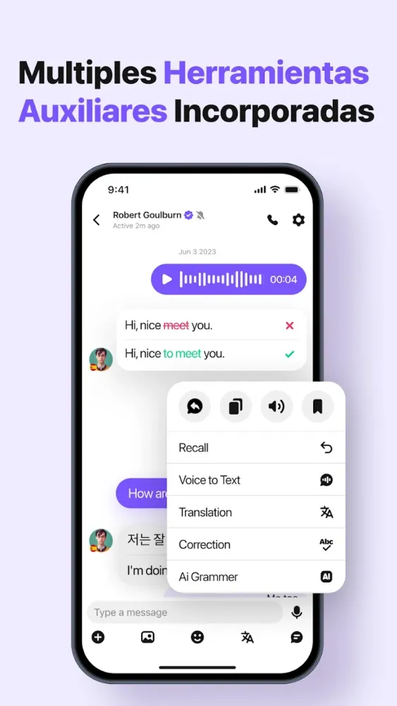 Captura de la aplicación HelloTalk 