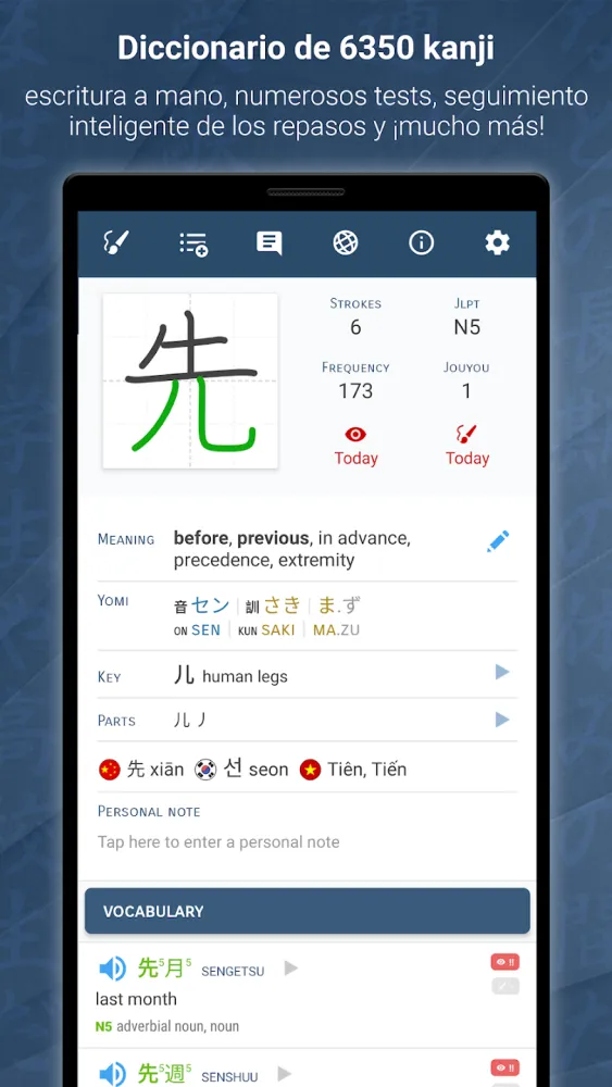 Captura de la aplicación JA Sensei