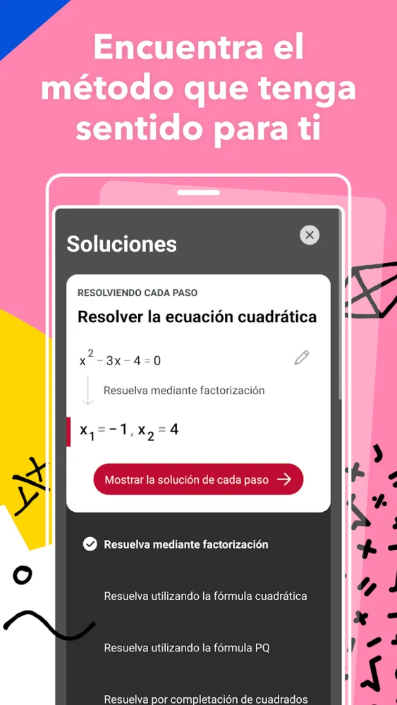 Captura de la aplicación Photomath 