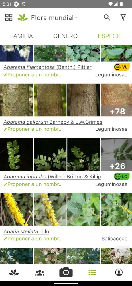 Captura de la aplicación PlantNet