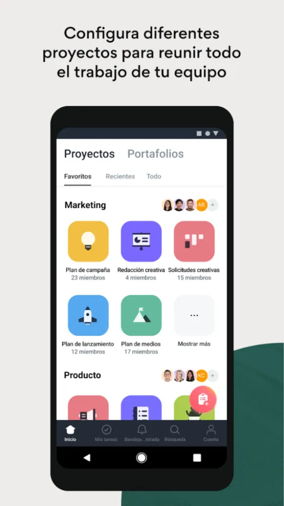 Captura de la aplicación Asana