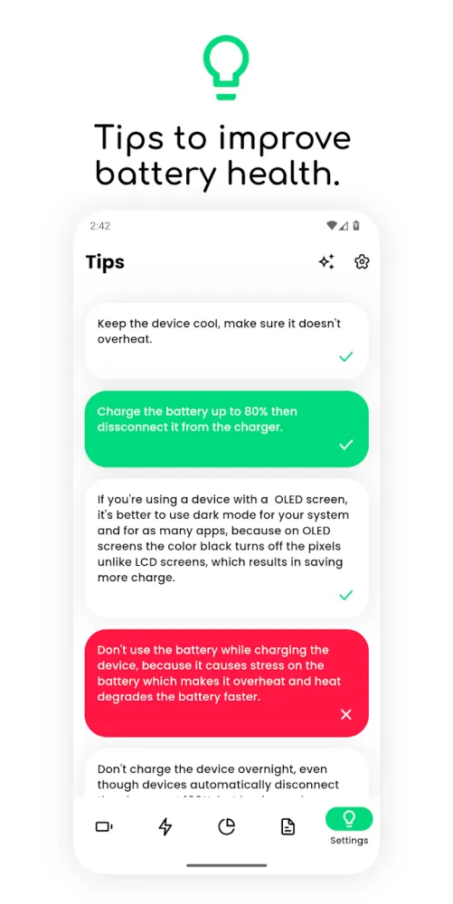 Captura de la aplicación Electron: battery health info