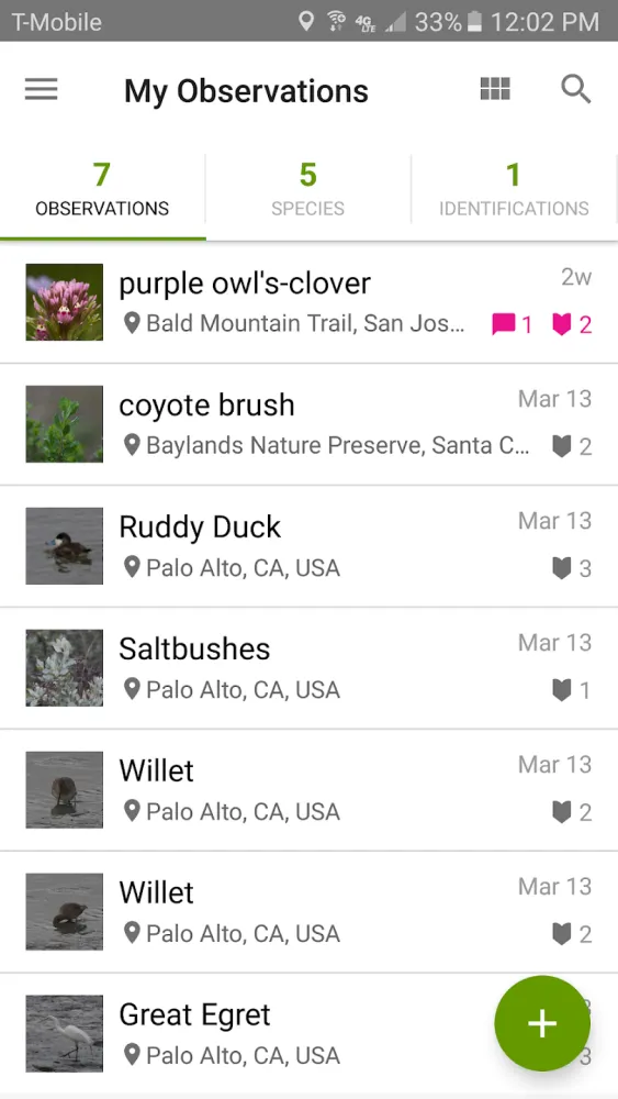 Captura de la aplicación iNaturalist 