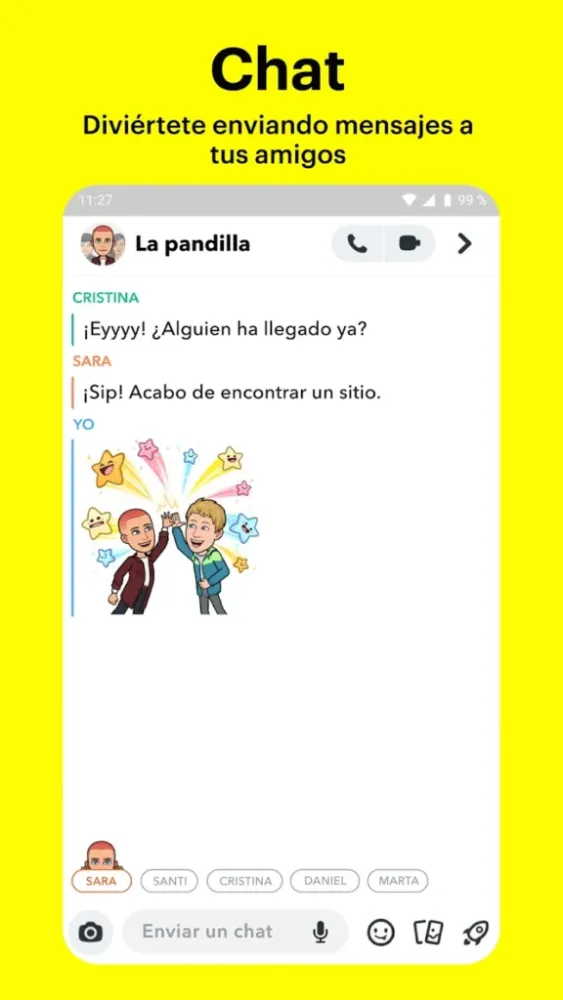 Captura de la aplicación Snapchat
