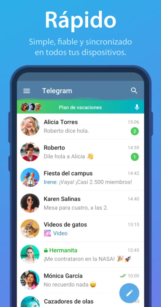 Captura de la aplicación Telegram