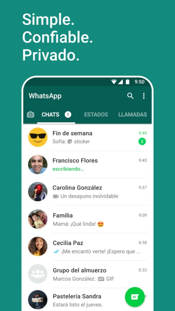 Captura de la aplicación WhatsApp