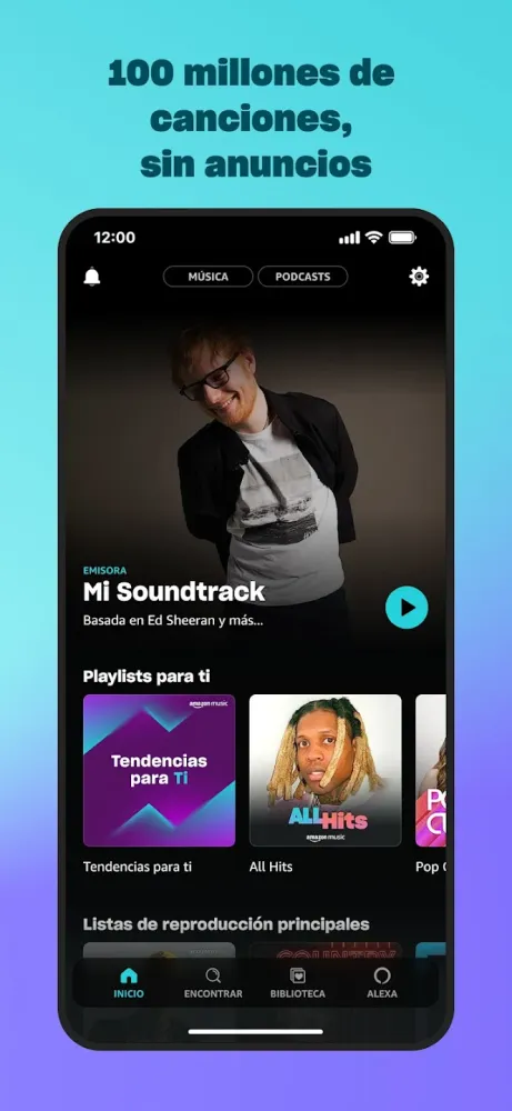 Captura de la aplicación Amazon Music