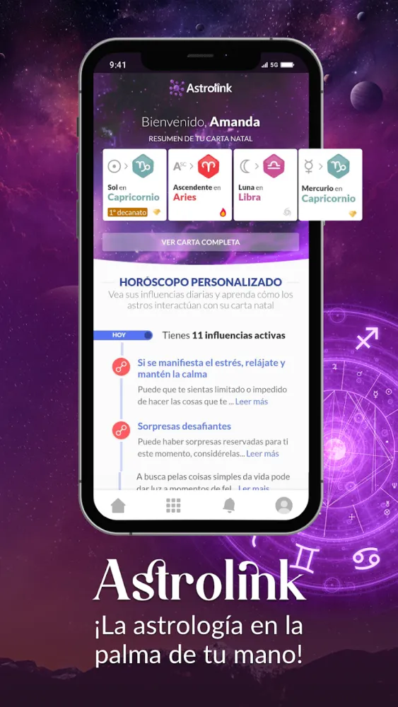 Captura de la aplicación Astrolink