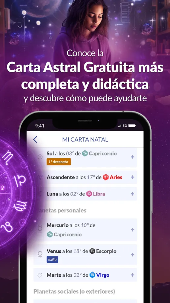 Captura de la aplicación Astrolink