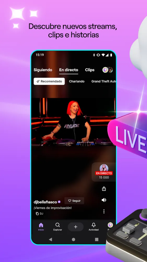 Captura de la aplicación Twitch