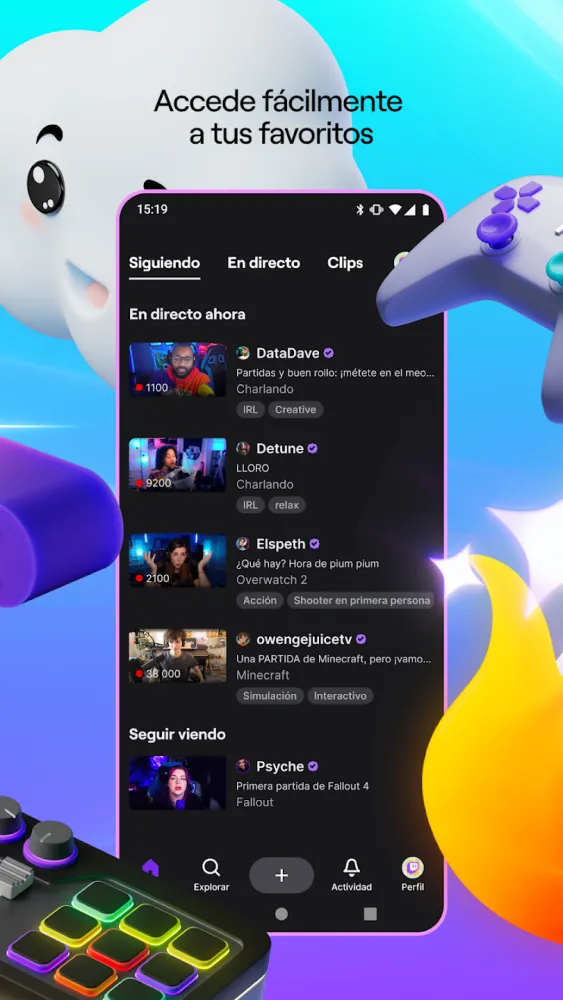 Captura de la aplicación Twitch