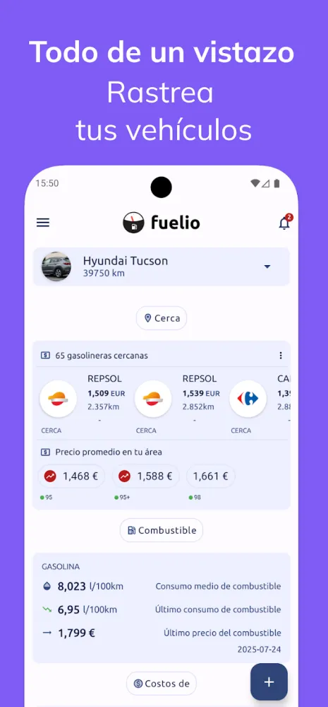 Captura de la aplicación Fuelio