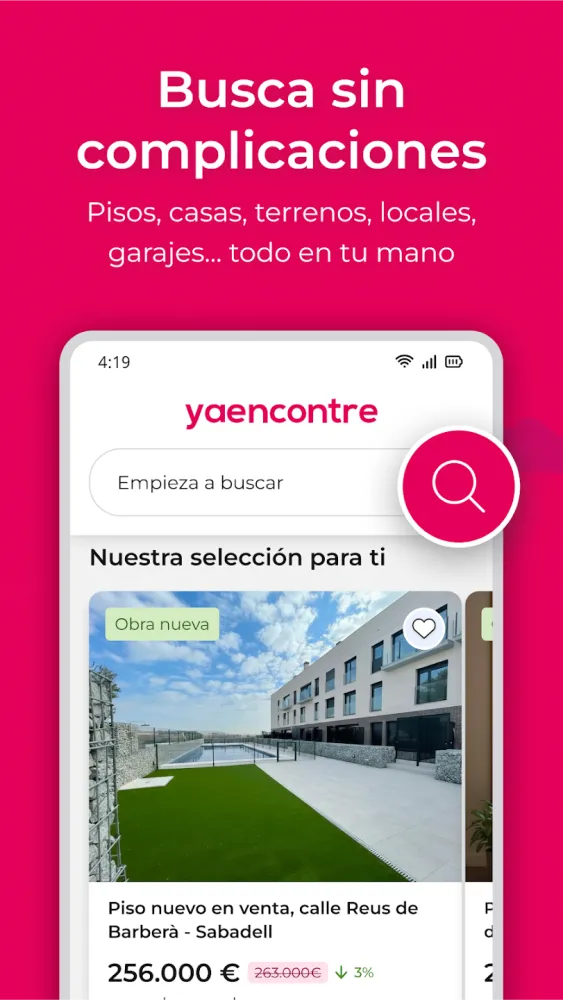 Captura de la aplicación Yaencontre 