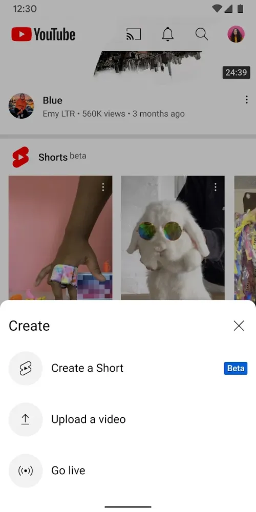 Captura de la aplicación YouTube